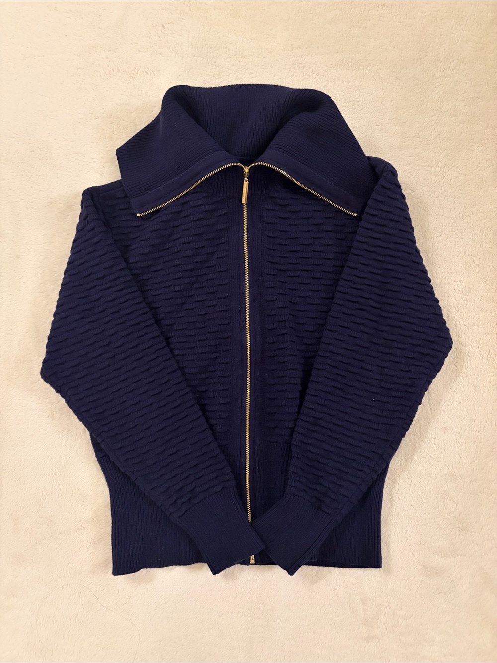 Marc New York Navy Knit Zip-Up with Gold Hardware